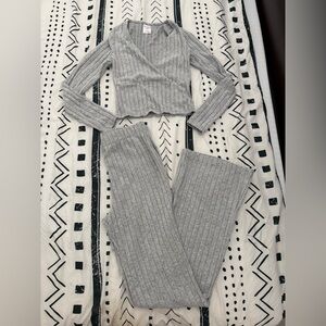 No Boundaries Gray Ribbed Knit Two-Piece Set Never Worn